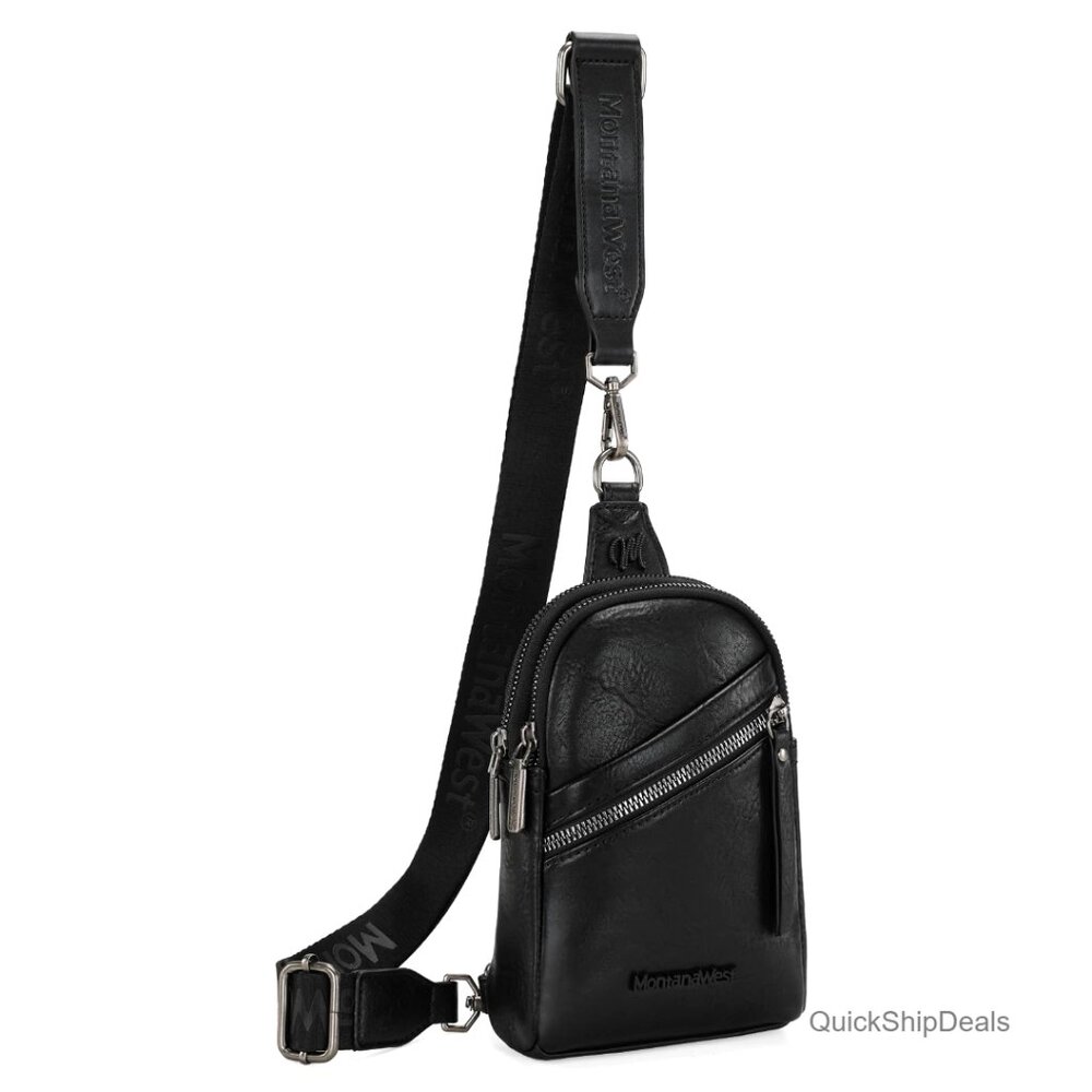 Small Crossbody Sling Bag PU Leather Adjustable Strap Multi-Pocket Travel